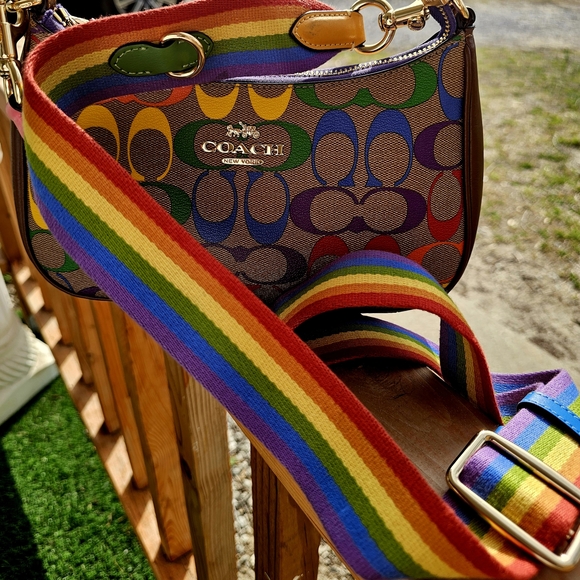 Coach Handbags - Coach Multicolor Shoulder Bag with Rainbow Strap